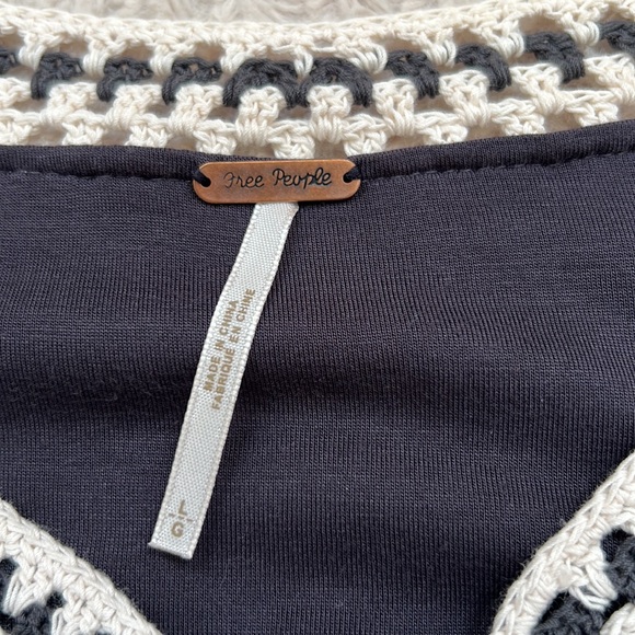 Free People baseball jacket cropped crochet trim Size Large - Picture 7 of 16